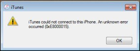 Error de iTunes 0xe8000015