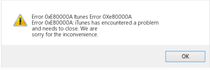 Error de iTunes 0xe80000a