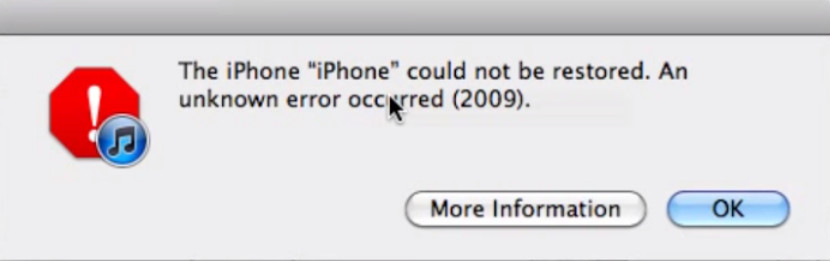 Error de iTunes 2009