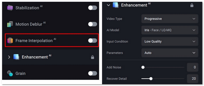 Activar la interpolación de fotogramas