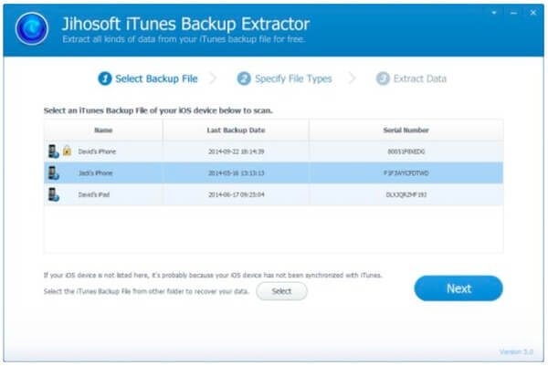 Extractor de copia de seguridad de iPhone de Jihosoft