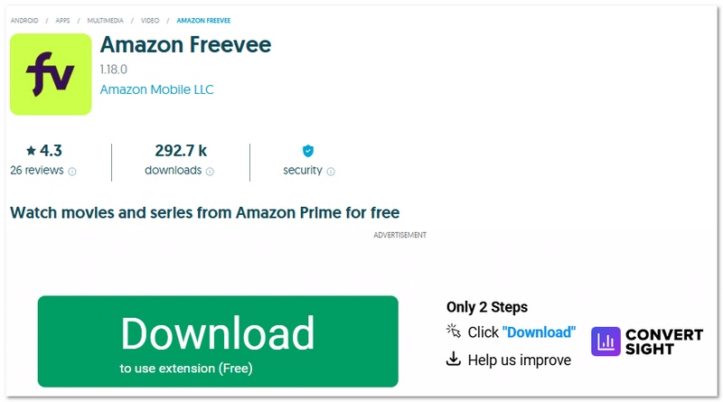 Aplicación gratuita de películas Amazon Freevee