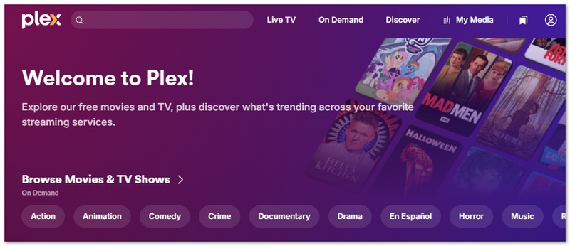 Aplicación gratuita de películas Plex