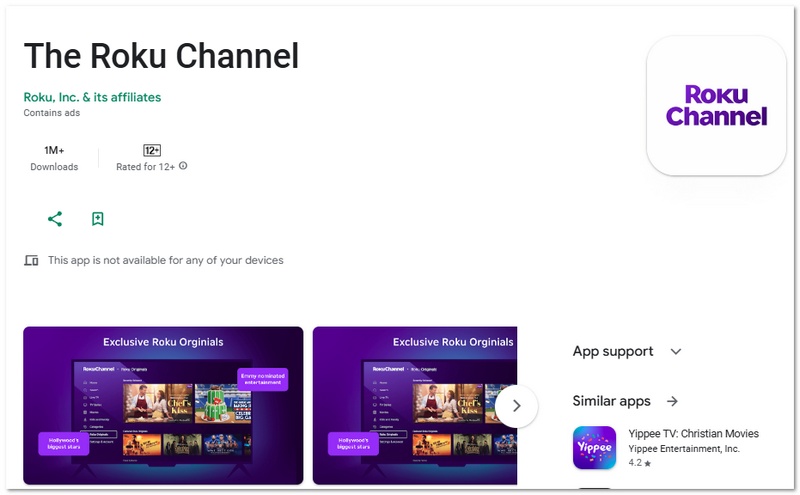 Aplicación gratuita de películas para Roku Channel
