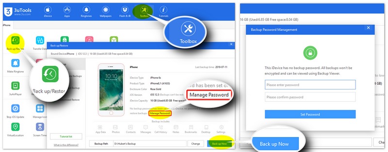 Copia de seguridad con contraseña en 3utools