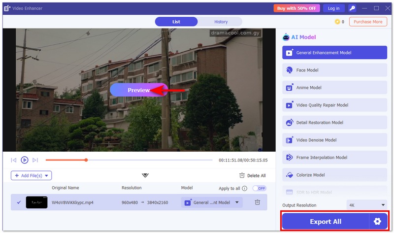 Vista previa y conversión