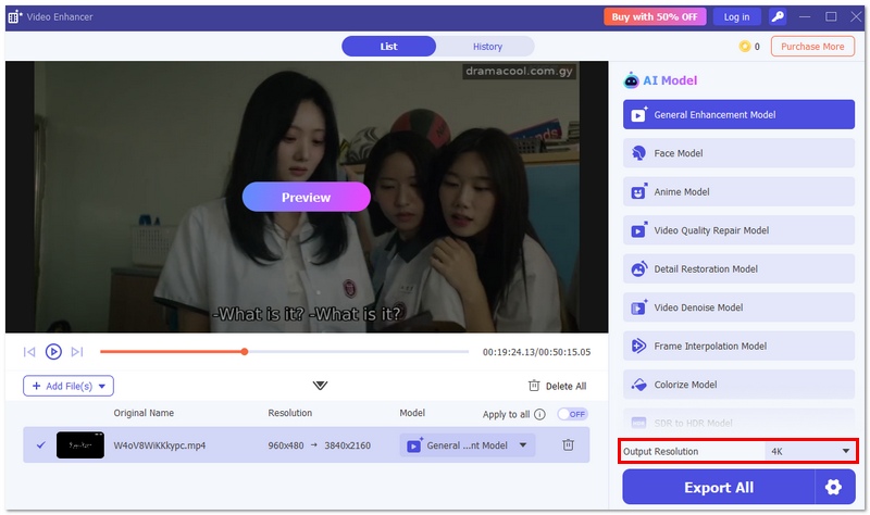 Seleccionar resolución de salida