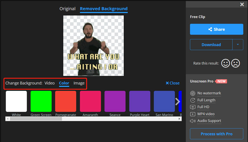 Cambiar el color de fondo del GIF Despantallar