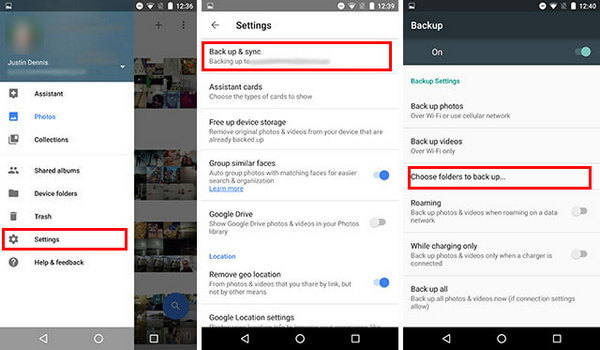 Copia de seguridad de fotos de Google en Android