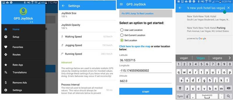 Configuración de la aplicación GPS JoyStick