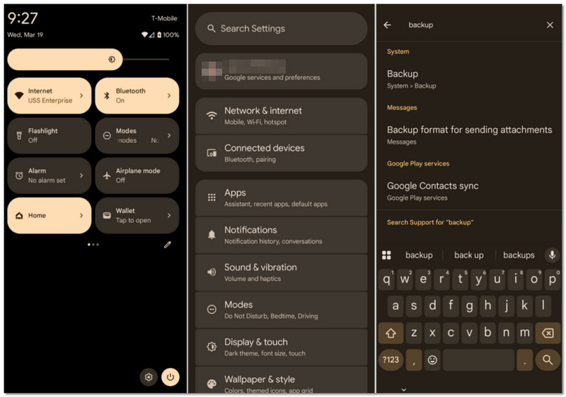 Toca Configuración de copia de seguridad