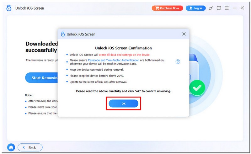 Haga clic en Aceptar Confirmar