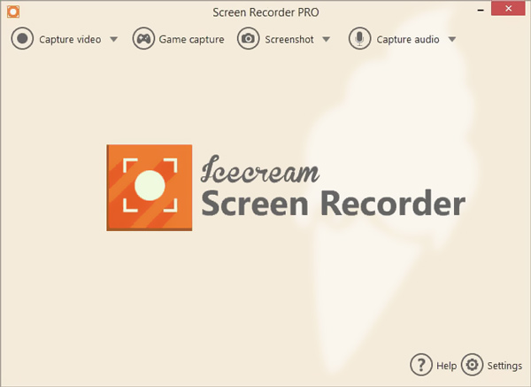 Interfaz de Icecream Screen Recorder