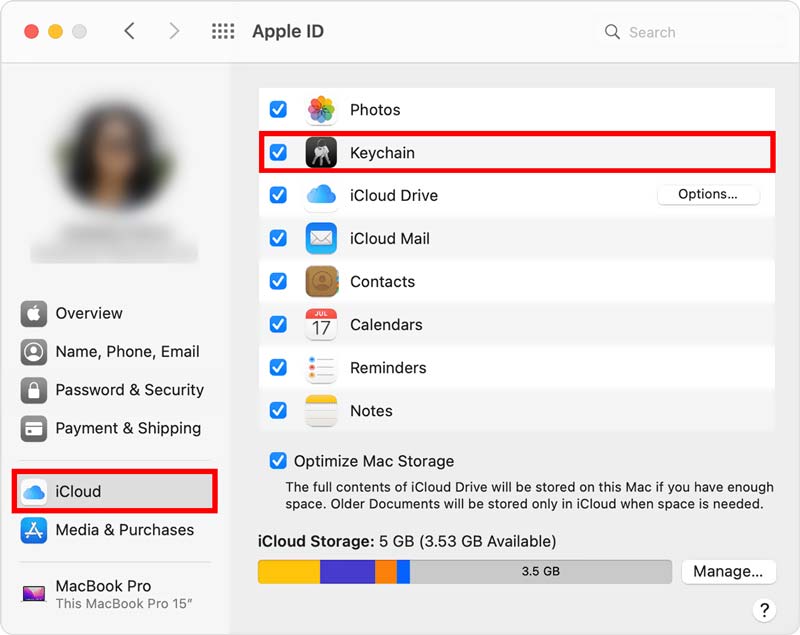 Activar el llavero de iCloud en Mac