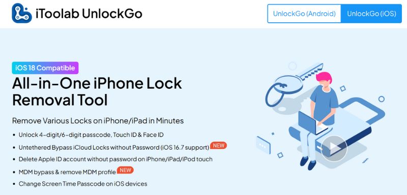 Eliminador de iCloud de Itoolab Unlockgo