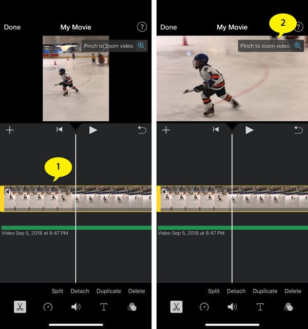 Cambiar la relación de aspecto en iMovie en iPhone
