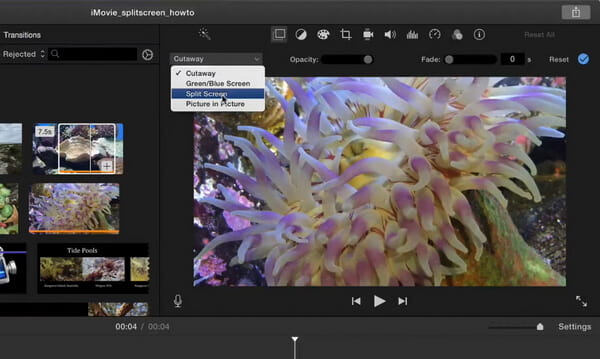 Pantalla dividida en iMovie