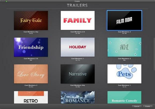 Plantillas de tráiler de iMovie