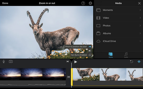 Efecto Ken Burns en iMovie iOS