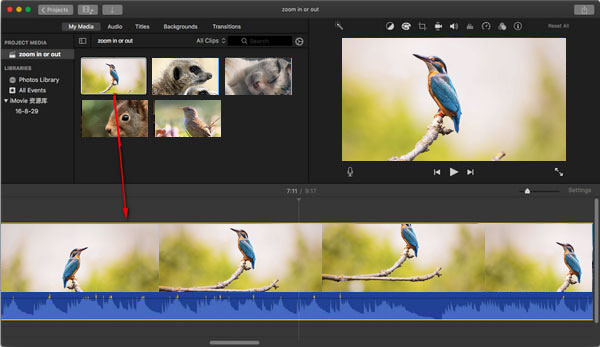 Cargar clips de video en iMovie