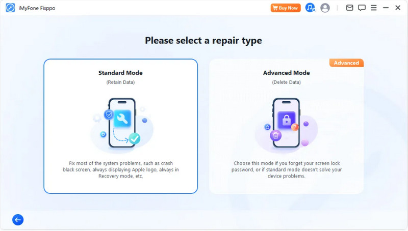 Modo estándar del dispositivo iMyFone Fixppo Connect