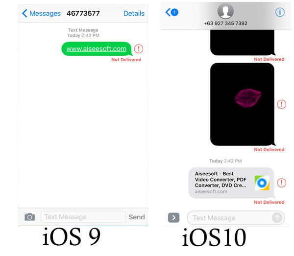 Mensajes de iOS 10 VS iOS 9