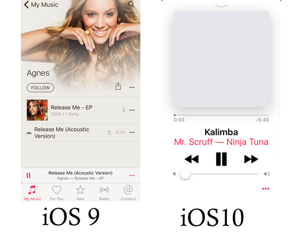 iOS 10 VS iOS 9 Música