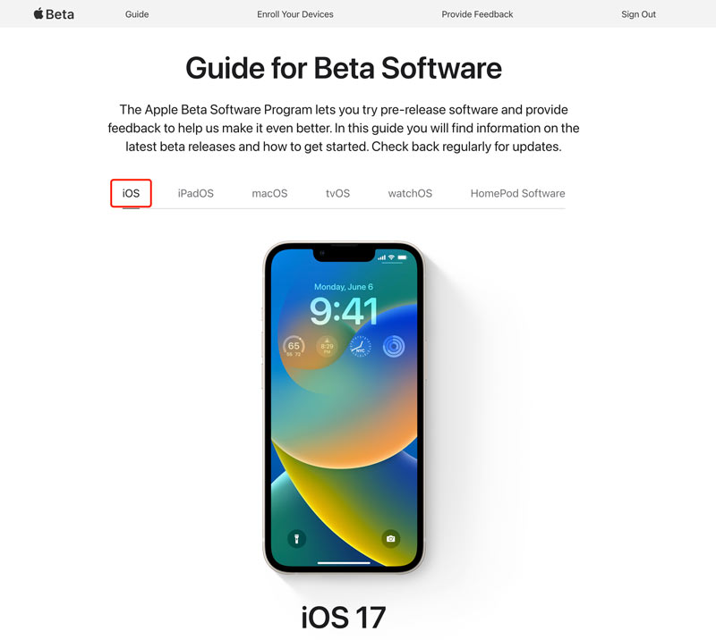 Guía para el software Beta de iOS 17