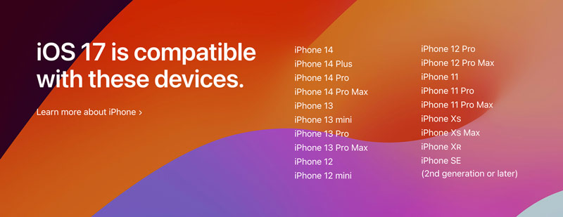 iPhone compatibles con iOS 17