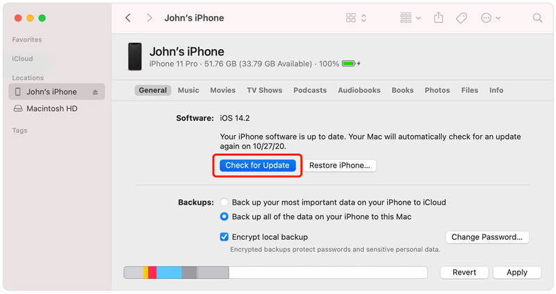 Actualice iPhone a Lates iOS usando Finder en Mac