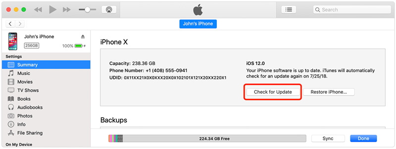 Actualice el iPhone a Lates iOS con iTunes