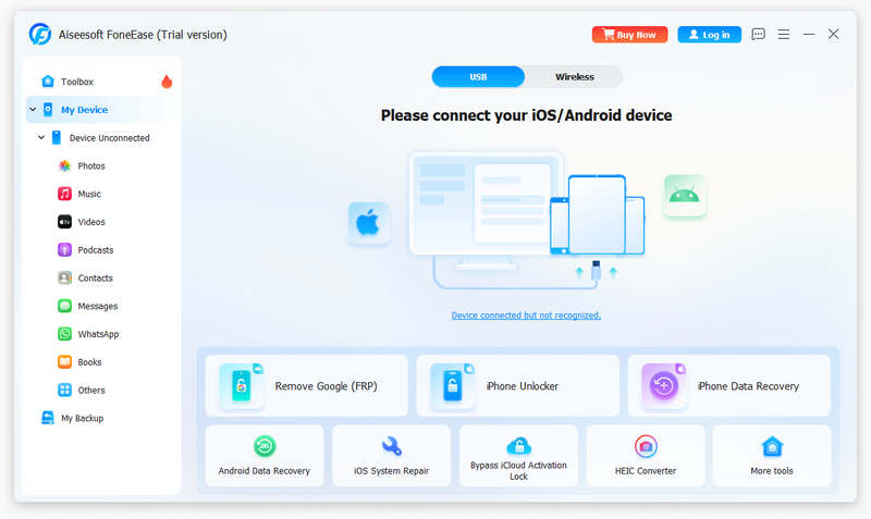 Interfaz de Aiseesoft Foneease