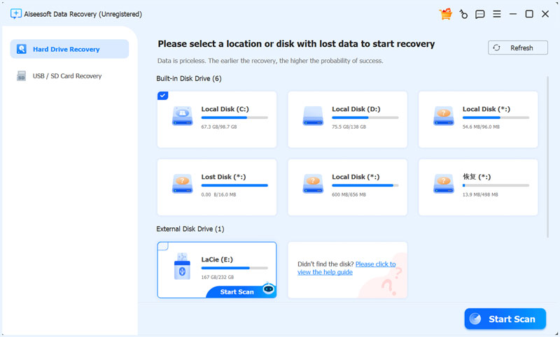 Recuperación de datos de disco duro LaCie Aiseesoft
