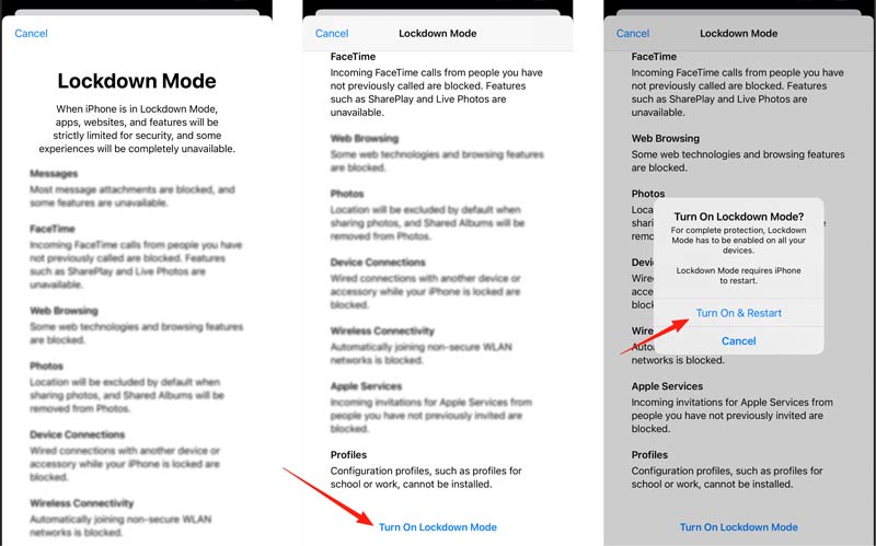Activa el modo de bloqueo del iPhone y reinícialo