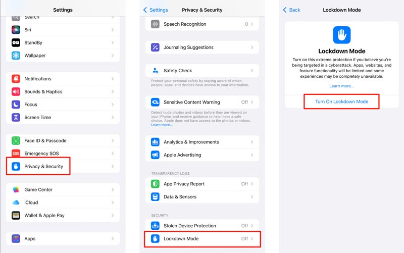 Activa el modo de bloqueo en tu iPhone.