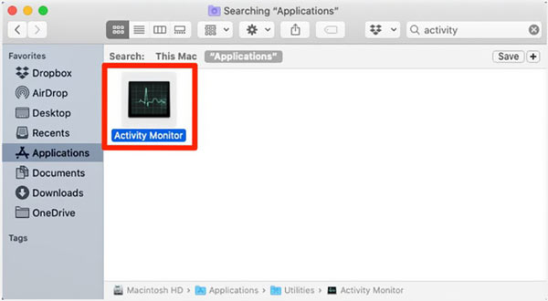 Ir a Monitor de actividad en Mac
