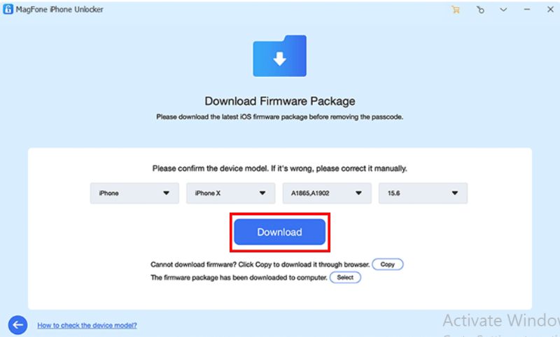 Haga clic en Descargar firmware