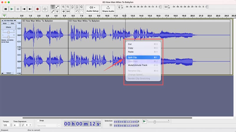 Audacity divide una canción MP3