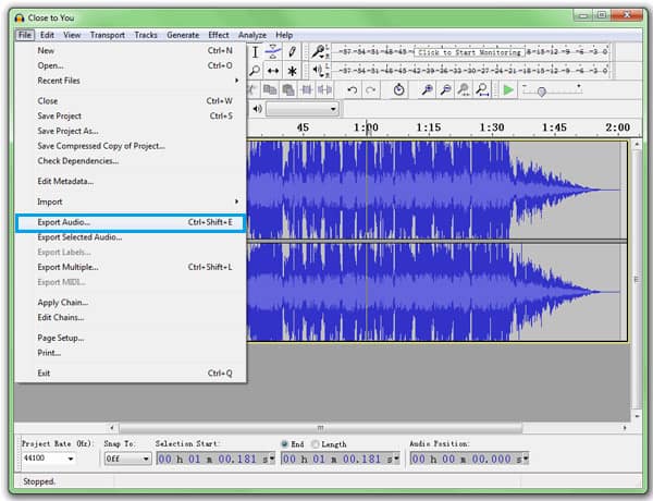 Exportar audio MP3