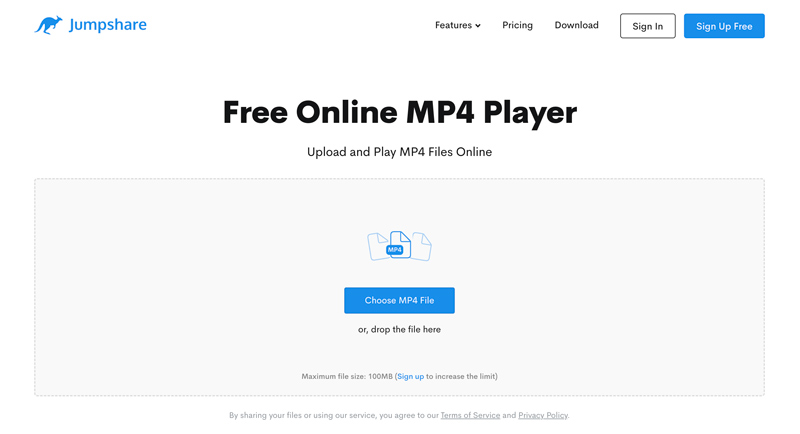 Reproductor MP4 en línea gratuito Jumpshare