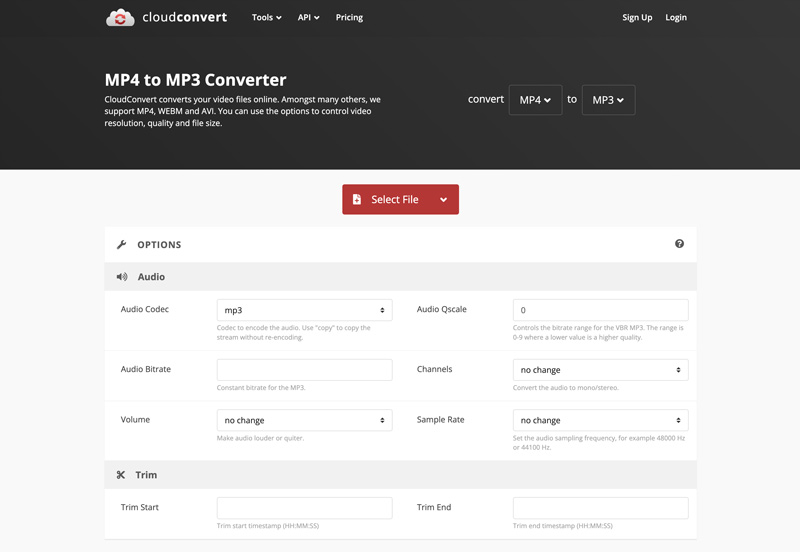 CloudConvert Convertidor de MP4 a MP3 en línea