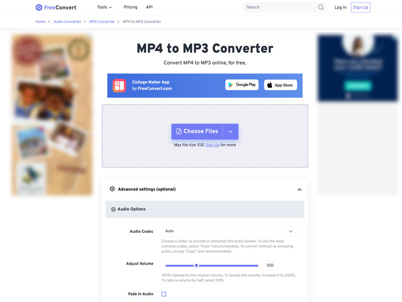 FreeConvert Convertidor de MP4 a MP3