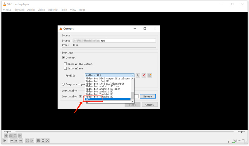 MP4 to WAV VLC