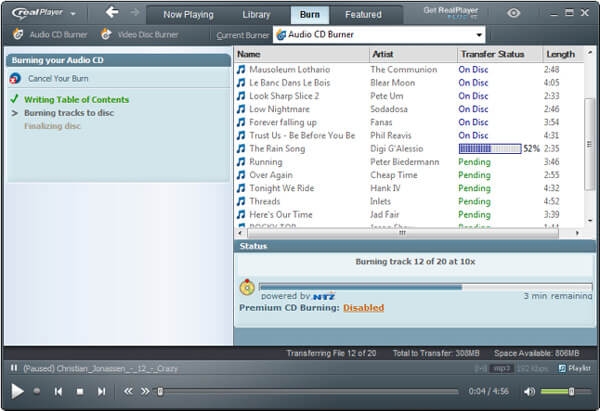 Grabar música en CD con RealPlayer