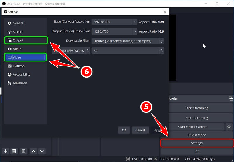 Configuración Salida de vídeo