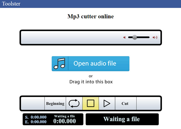 Cortador de audio - Toolster MP3 Cutter en línea