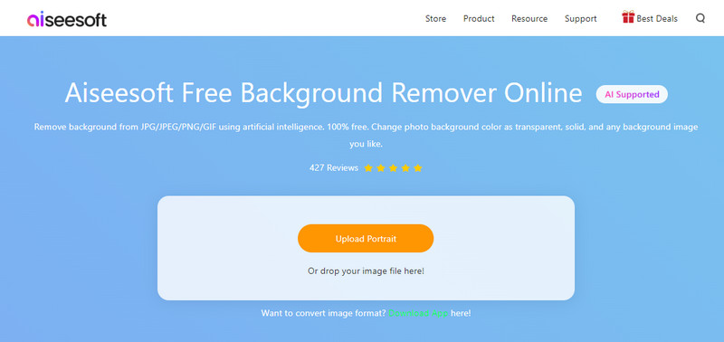 Eliminador de fondo de Aiseesoft en línea
