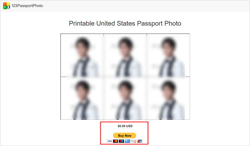 Pagar por la descarga de fotos del pasaporte