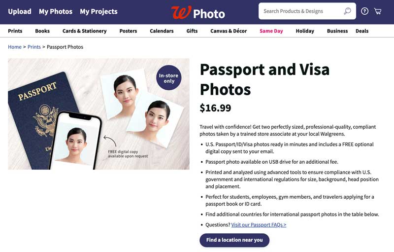 Obtenga una foto de pasaporte cerca de mí Walgreens