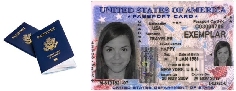 Ejemplo de tarjeta de pasaporte estadounidense
